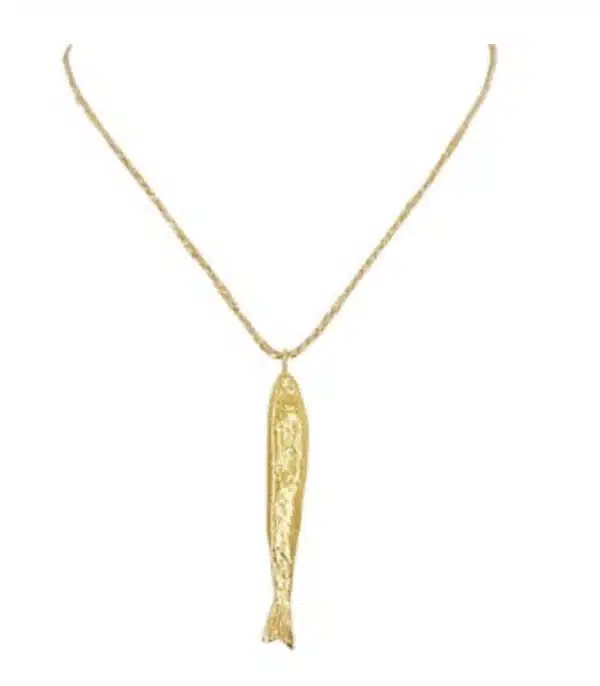 Stijlvolle halsketting SUNNY gold-plated visje aan een lurex koord met gouddraad - Afbeelding 2