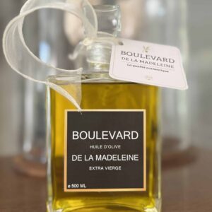 OLIJFOLIE Extra Vierge van Boulevard de la Madeleine in een mooie glazen hervulbare karaf inhoud 500 ml